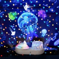 【SALE MẠNH】Đèn ngủ chiếu sao 3D, đèn chiếu trần tự động xoay phát nhạc cho mẹ và bé