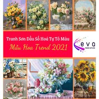 SALE OFF [ ĐÃ CĂNG KHUNG SẴN ] Tranh Sơn Dầu Số Hóa Tự Tô Màu Mẫu Hoa Hot Trend 2021