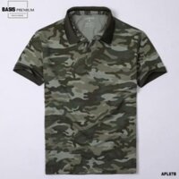 sale RẺ VÔ ĐỊCH Xả Sale [Mua 2 giảm 20%] Áo polo nam camo rằn ri màu xanh rêu và xám lính cực chất Basis APL87 .  - Zx1