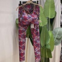 Sale SALE 🍀 SALE 10.10 Bộ tập gym nữ , đồ thể thao hoa tím viền cổ 💝 . 🌟 . 💕 .  . . . ✿