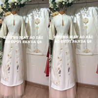 [SALE SẴN HOẢ TỐC 2H, ẢNH THẬT 100%] CẶP ÁO DÀI NAM TAFTA NỮ VOAN TƠ LÓT LỤA TÀ XẺ KẾT HOA NỔI KIỂU CUNG ĐÌNH CƯỚI HỎI