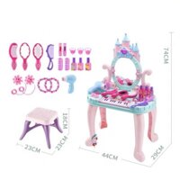 (SALE SẬP SÀN) Bộ đồ chơi làm đẹp dành cho bé gái trên 3 tuổi nhiều món kèm đàn và máy sấy sử dụng pin và chiếc ghế