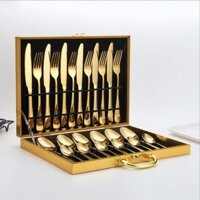 [Sale Sập Sàn] Bộ Dụng Cụ ăn Beefsteak cao cấp Gold Stainless Steel 24pcs (CE FDA SGS Certificate) - AD