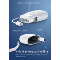 [Sale Sập Sàn] ERRY - Sạc điện thoại dây co rút sạc nhanh chóng (kèm 3 đầu nối) (Trắng) - AD