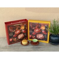 [SALE] SEN ĐÁ ĐỎ phong cách Châu Âu 4 bánh 250gr - Hộp trung thu 2024 24X24X6cm