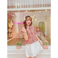 Sale Set áo pelum hoa x chân váy xô ren trắng ▪️Chất vải: kate thô, xô ren lót Kèm hình thật Hàng nhập QUảng Châu .