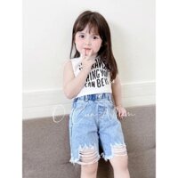 SALE SET ÁO SÁT NÁCH QUẦN JEAN NGỐ BÉ GÁI SIZE 8-18KG(NGOCHU)