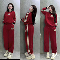 Sale_ Set Bộ Nỉ Noen Bộ Vải Nỉ Bông Nữ,Đồ bộ Thu đông Mặc ấm Tay dài quần bo chun Chạy viền sọc Nỉ Mềm_ Xưởng May Thu Lê