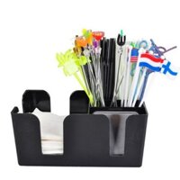 SALE SHOCK Khay kệ hộp úp cốc trà sữa mini - khay đựng ống hút, giấy ăn mica chữ nhật đen