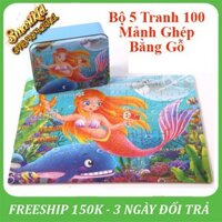 SALE SHOCK_Bộ 5 Tranh 100 Mảnh Ghép Hình Bằng Gỗ Cho Bé 1-10 Tuổi