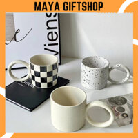 [SALE SỈ] Cốc gốm sứ - Ly sứ vẩy mực có quai  cao cấp trend Hàn Quốc uống trà, cà phê có quai mảnh 400ml