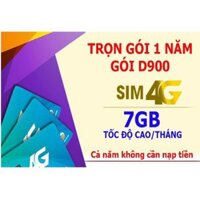 [SALE] Sim 4G Viettel trọn gói 1 năm (7GB/tháng - Gói D900)