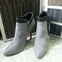 (SALE size 37) BOOT nữ da lộn pha da cao cấp màu lông chuột