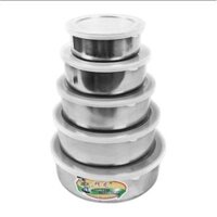 SAlE SỐC Bộ 5 hộp đựng thức ăn bằng inox có nắp nhựa dẻo