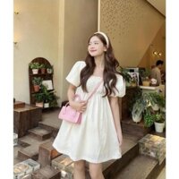 SALE SỐC  ĐẦM Babydoll Chất Thô Nhún Ngực Quảng Châu, Dáng Basic Vintage, Full 4 Màu, Đi Biển Xinh N85