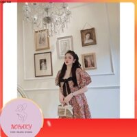 [SALE SỐC] Đầm Babydoll Nữ Hoa Nhí Phối Nơ Cổ Vuông Dáng Xòe Q036