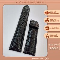 [SALE SỐC] Dây đồng hồ da cá sấu gai nổi size 22mm may tay (màu ĐEN)