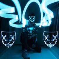 [SALE SỐC] Halloween EL Dạ Quang Mặt Nạ LED Full Khẩu Trang Nam Nữ Đảng Đạo Cụ Hình Chữ V Mặt Ma C
