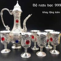 [SALE SỐC]  Nồi và chén rượu bạc sterling, bộ ấm trà và rượu bạc, bộ đồ bạc cổ điển cao cấp, ly rượ