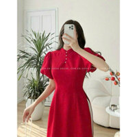 [Sale Sốc] Set Áo Dài Cách Tân Thời Trang Mặc Đi Chơi Tết Cổ Tàu Đính Cườm Tay Phồng Nhẹ Nhàng Siêu Xinh QC🌹 TION FASHI