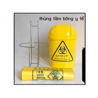 [SALE SỐC] Thùng tăm bông y tế nắp lắc màu vàng thùng tăm bông thùng thùng rác y tế mini thùng đựng