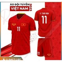 [sale sốc]Quần Áo Bóng Đá Đội Tuyển Việt Nam 2022 2023 Đỏ Đồ Đá Banh Thun