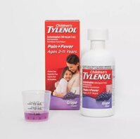 (SALE-T8/25) Siro hỗ trợ giảm đau hạ sốt cho bé Children's Tylenol Pain + Fever Relief Cold Medicine Grape 4Oz 120ml