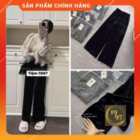 (Sale+Tặng Quà) Quần Ống Suông Nữ Dáng Dài Vải Nhung Đen Mềm Đẹp Cạp Cao Lưng Chun Thoải Mái Siêu Tôn Dáng_TIỆM 1997