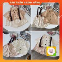 (Sale+Tặng Quà) Set Đồ Bé Trai Công Tử Siêu Đẹp Áo Sơ Mi Cộc Tay Kèm Quần Short Phong Cách Hàn Quốc (Kèm Đai) COCA@HOUSE