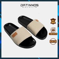 [SALE] [TẶNG VỚ] Dép Quai Ngang Nam Da Bò Cao Cấp 2 Lớp Chắc Chắn, Đế TPR Êm Chân Màu Kem, Nâu, Đen-DTDA05
