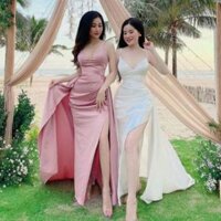 SALE TẤT Đầm maxi phi lụa  2 dây đi tiệc