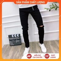 SALE TẤT QUẦN JEAN NAM ĐEN RÁCH GỐI BODY CHUẨN