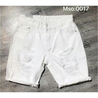 SALE TẤT Quần short jean nam cao cấp trắng rách bụi bặm MS017