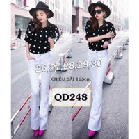 Sale Tết- Quần Jean Ống Loe 💕FREESHIP💕 Quần jean trắng lưng cao 1 nút ống loe QD248 az1 ˇ   ₁
