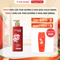 [Sale Tháng 3] Dầu gội Thái Dương 3 Gold Hoa Đào chai 500ml Tặng 1 Dầu xả Thái Dương 3 (chai 200ml, Hoa Sen)