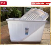 (sale) Thùng Nhựa Vuông Đa Năng Có Bánh Xe 75L (mẫu mới)