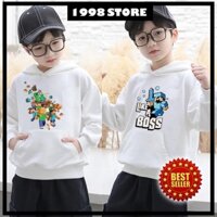 (SALE TOÀN SHOP) Áo hoodie lego minecraft trò chơi thông minh áo khoác nỉ bông màu trắng cho bé