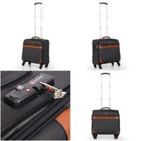 (SALE) Vali ngang chính hãng SAKOS, Cặp cần kéo phối da SAKOS ATLAS FG (Size xách tay 43cm/ 18inch TSA)
