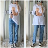 sale xả kho Áo phông nữ form rộng oversize cotton 100% siêu kute