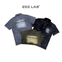 SALE XẢ KHO -Áo thun Polo Tay Lỡ WASH SAINT PARIS Unisex Nam Nữ Form Rộng In Chữ Logo - ZL18
