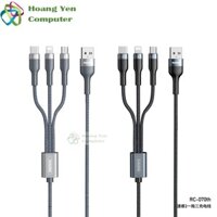 [SALE63]  [MẪU MỚI] Cáp Sạc Remax 3 Đầu IPHONE - MICRO USB - TYPE C Dây Dù RC-070TH