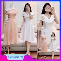 [sale88] [gg1]  MiD Đầm trắng hàng thiết kế V1065 ảnh thật Hàng Đẹp