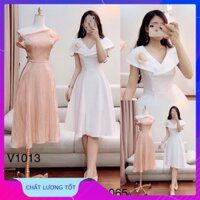 [sale88] [gg1]  MiD Đầm trắng hàng thiết kế V1065 ảnh thật Hàng Đẹp