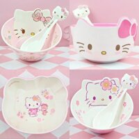 [SALE]Bát Hello Kitty Bộ đồ ăn trẻ em hellokitty cô gái màu hồng dễ thương hoạt hình trái tim chống rơi Bát ăn Sanrio KT