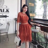 (SALE)Đầm Ren Lưới Cam Body( Ảnh Thật) .