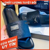 💥SALE💥Dép da cao cấp, dép quai ngang nam nữ màu đen đế chống trượt quai da "có bán sỉ". Mua ngay - 201 SHOP