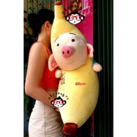 [SALE]Gấu bông gối ôm chuối mặt heo 80cm vải miniso mịn co giãn 4 chiều