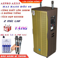 [Sale]Loa Kéo Cao cấp AzPro AZ-215 Bass đôi 40, Tặng 2 Micro Kim loại UHF - Loa Kéo Karaoke Bluetooth JBZ 108