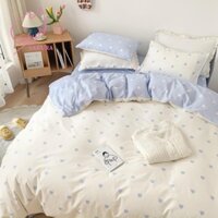 Sales Chính Hãng- Bộ Chăn Ga Gối Đệm Poly Coton Đũi Hàn Quốc Bầu Trời Anh Yêu Em -Chăn Ga Gối Cotton Poly