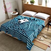 Sales Chính Hãng- Chăn Tuyết Kẻ Nhung Mềm Mịn Ấm Áp 1,5Kg - Chăn Tuyết Thu Đông Kẻ Xanh Trắng